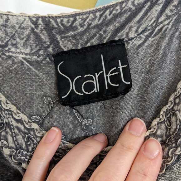 90s Vintage Hippie cotton and Velour Maxi dress Sz M - Picture 3 of 5